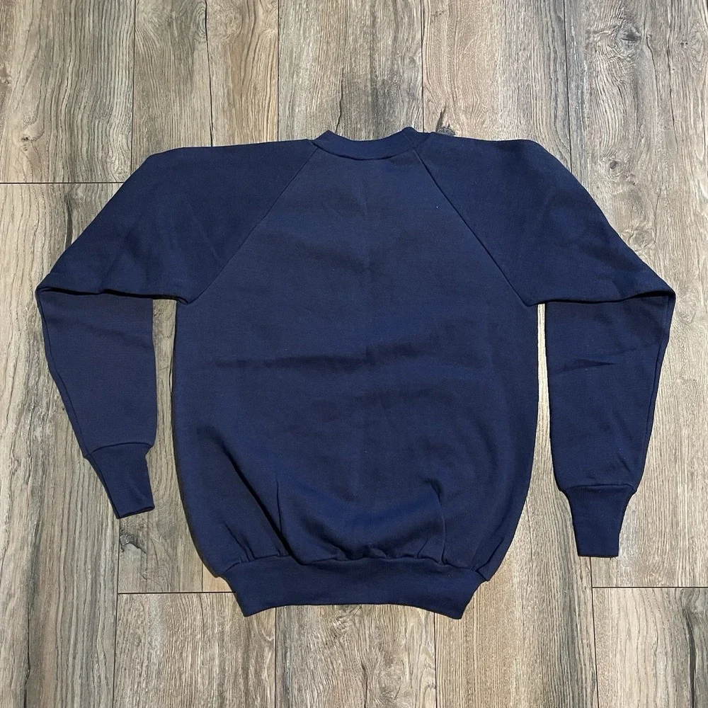 NOS Vintage 70s‎ 80s Healthknit Navy Pullover Crewneck Sweatshirt Youth Size L
